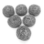 6 Pack Stainless Steel Sponges Scrubbing Scouring Pad Steel Wool Scrubber for Kitchens Bathroom and More