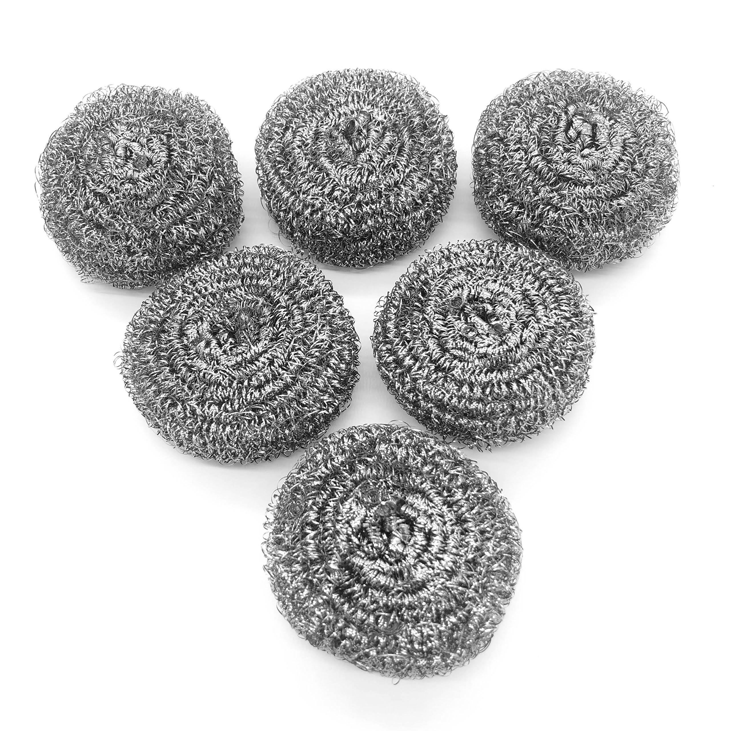 dfe453ae6fa06261f9ac9a1a91f72806a0f6922d1ed1402edad2dac39c312267.jpg 6 Pack Stainless Steel Sponges Scrubbing Scouring Pad Steel Wool Scrubber for Kitchens Bathroom and More - Image 1