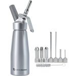 Culinary Couture Professional Whipped-Cream Dispenser - Aluminum Cream Whipper, 7 Various Stainless Culinary Decorating Nozzles and 1 Brush - Whip-cr