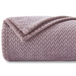 NEWCOSPLAY Super Soft Throw Blanket Light Purple Premium Silky Flannel Fleece Leaves Pattern Lightweight Bed Blanket All Season