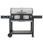 Kenmore 32-Inch Smart Charcoal Grill with Bluetooth Meat Thermometer, LCD Display, and Temperature Probes, Stainless Steel/Black