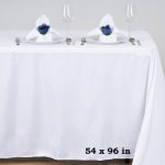 Efavormart White 54x96" Polyester Rectangle Tablecloths