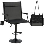 AECOJOY Tall Hunting Bar Chair, 360° Swivel, Compact Folding Design for Hunting Blinds
