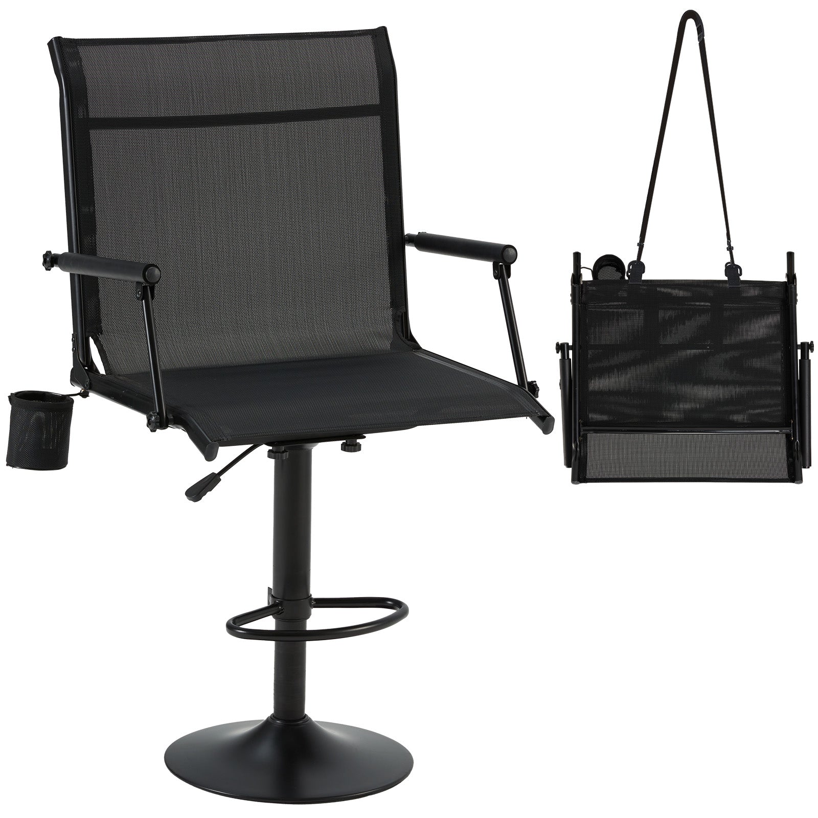 e07692c1b32b19c2fe3a5442ae412ff194f0214f2d362aef4b78ff9b61e156be.jpg AECOJOY Tall Hunting Bar Chair, 360° Swivel, Compact Folding Design for Hunting Blinds - Image 1