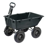 GOR866D HeavyDuty Garden Poly Dump Cart with 2In1 Convertible Handle. 1.200Pound Capacity. 40Inch by 25Inch Bed. Black Finish