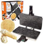MasterChef Krumkake Baker- Make 2 Krumkake Pizzelle Like Cookies, Great for Cannoli Filling & Cones, Fun Nonstick Kitchen Appliance