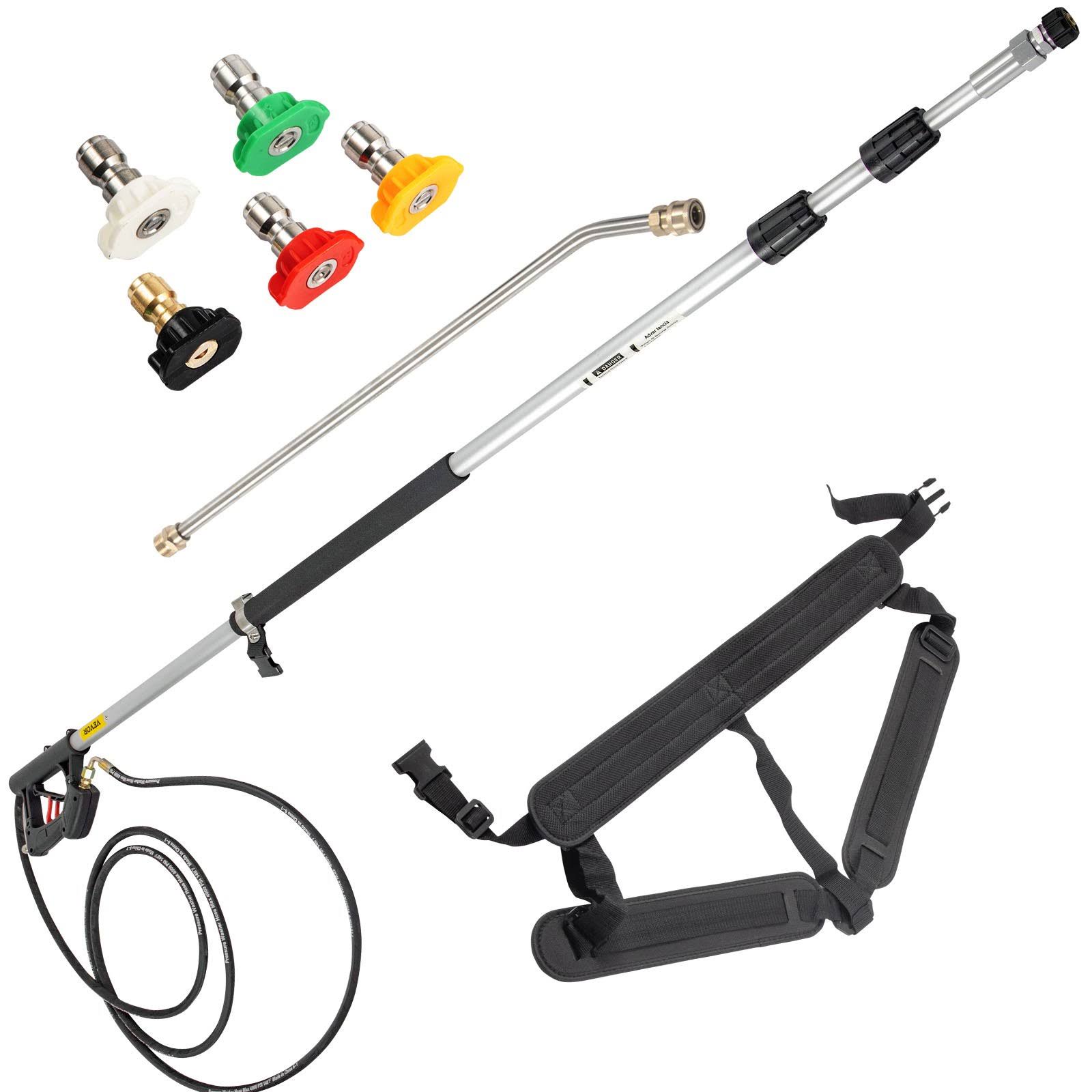 e0a6bcd60a51266e1f9d16dc923648d486a1b8b2a311f4a130a19e8ebb57637f.jpg VEVOR Telescoping Pressure Washer Wand 18ft Length Adjustable Power Washer Extension Wand 4000PSI 9gpm Power Cleaning Tools QDXDJ5.5MQXSQ0001V0 - Image 1