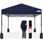 Best Choice Products 10x10ft Easy Setup Pop Up Canopy Instant Portable Tent w/ 1-Button Push Wheeled Carry Case - Blue