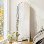 BEAUTYPEAK 64"x21" Full Length Mirror Arched Standing Floor Mirror Full Body Mirror, Gold