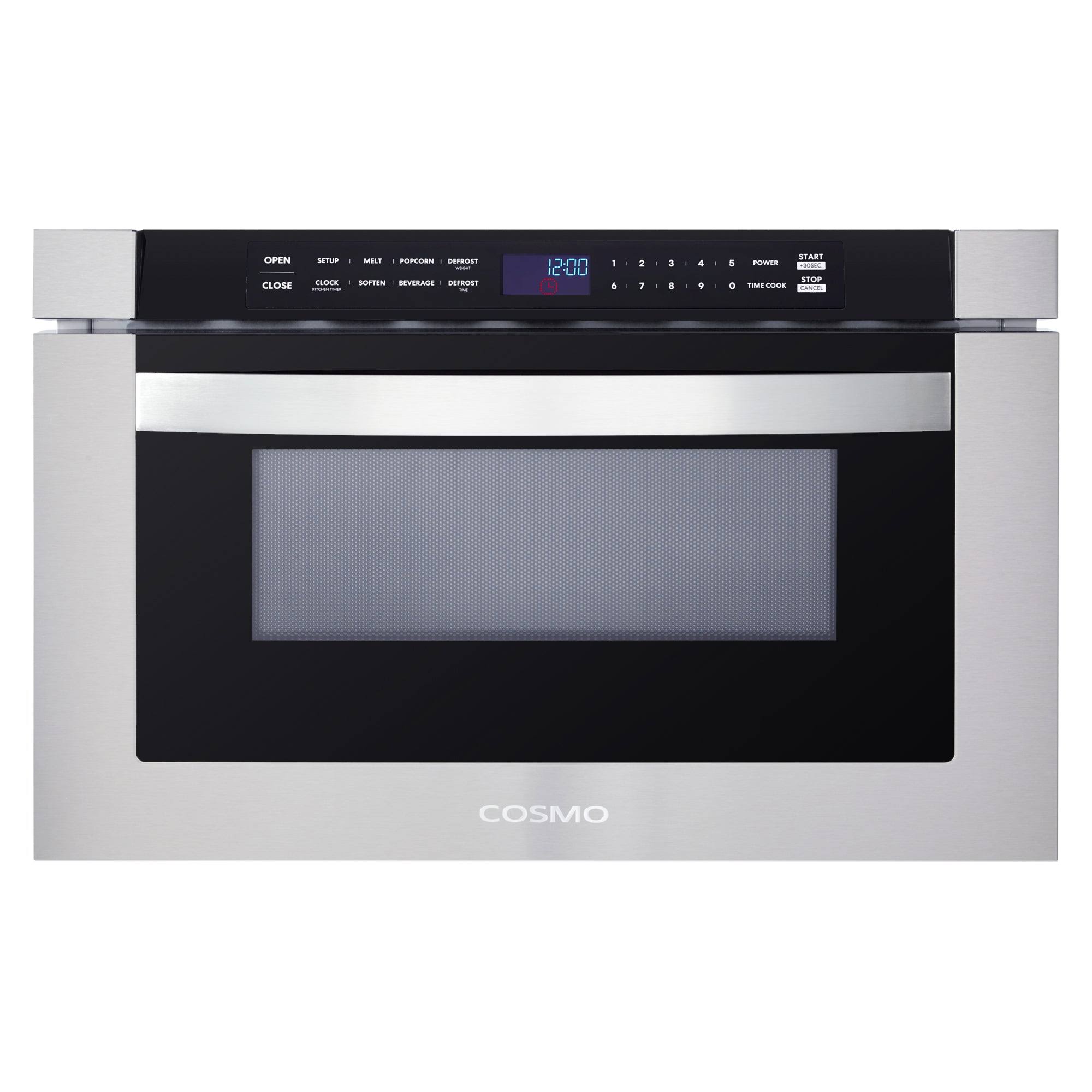 e0ed9a7d8bcd2add8a080f1a5e517d705c2790fe55ec6a640cbe73e6feae00ee.jpg Cosmo COS-12MWDSS 24 in. Built-In Microwave Drawer with Automatic Presets Touch Controls Defrosting Rack and 1.2 Cu. ft. Capacity in Stainless Steel - Image 1