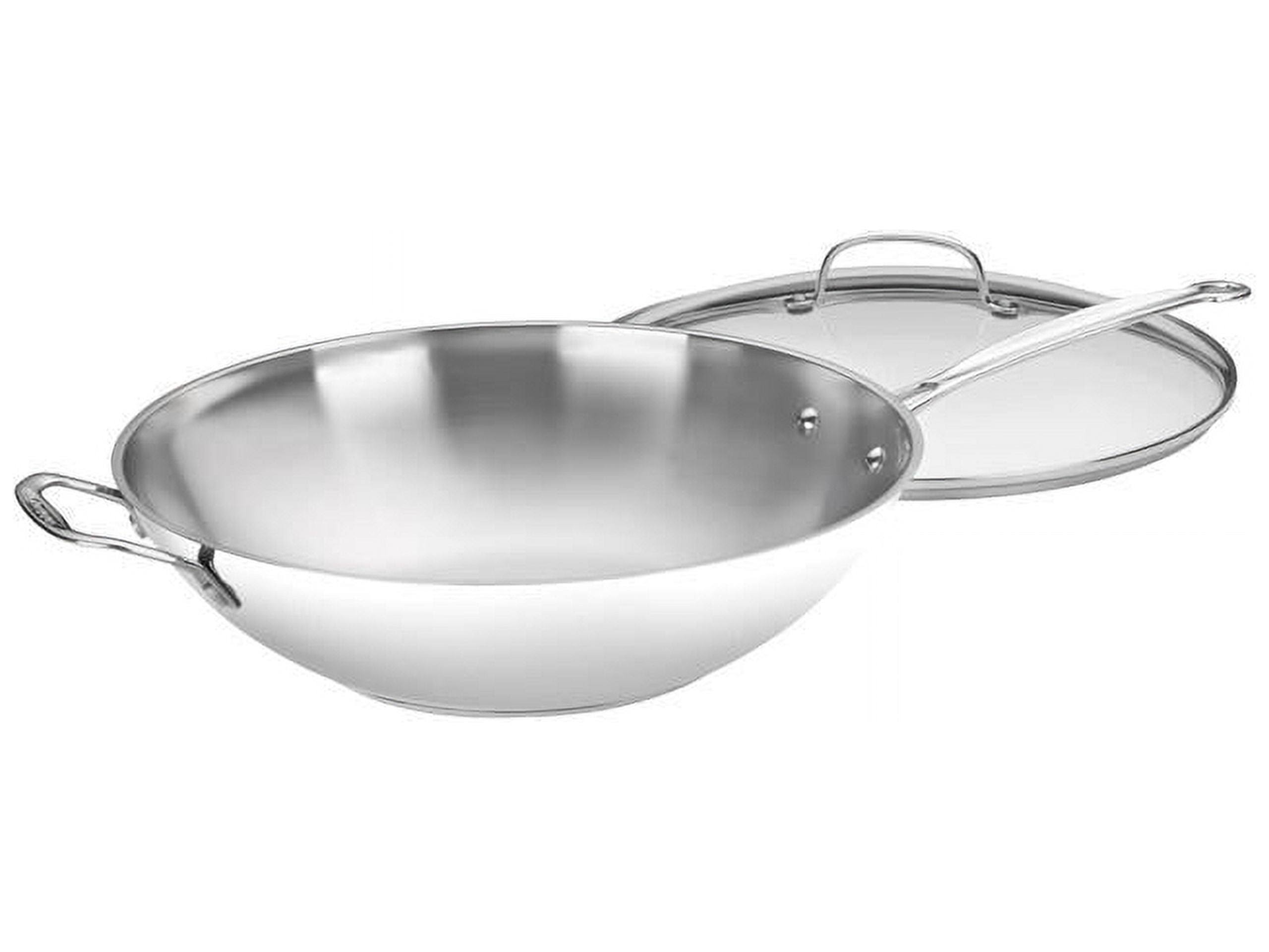 e10077206bd064f1c92bacd9bb8e6af3586843ba7e5ec4f49ba827d20a2a9e7d.jpg Cuisinart Chef's Classic Stainless Stir-Fry Pan with Glass Cover, 14" - Image 1