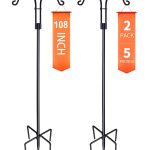 XDW-GIFTS Double Shepherds Hooks for Outdoor, 2-Pack Heavy Duty Garden Pole for Hanging Bird Feeder, Plant Baskets, Solar Light Lanterns, Garden