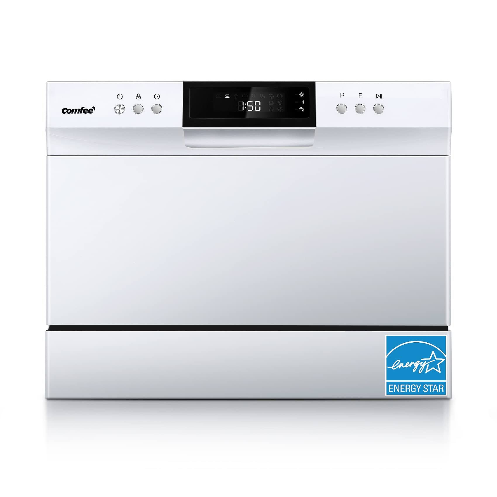 e16dc7e7130b25735c4caa37ce6ba6bd6525c358693ff1ce864ffb0a1515f462.jpg Comfee Countertop Dishwasher, Energy Star Portable Dishwasher, 6 Place Settings, Mini Dishwasher with 8 Washing Programs, Speed, Baby-Care, ECO& Glass - Image 1