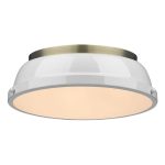 Golden Lighting 3602-14 AB-WH Duncan Flush Mount Light, Aged Brass