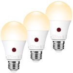 Emotionlite Dusk to Dawn Sensor Light Bulbs Outdoor, Warm White LED Bulbs, 60 Watt Equivalent, Automatic On/Off, Garage, Hallway, Basement, A19 Size