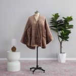 Berkshire Blanket Reversible Heated VelvetLoft Sherpa Wearable Blanket, Cozy Loungewear Pocketed Plush Electric Heated Cape Wrap with 4 Temperature
