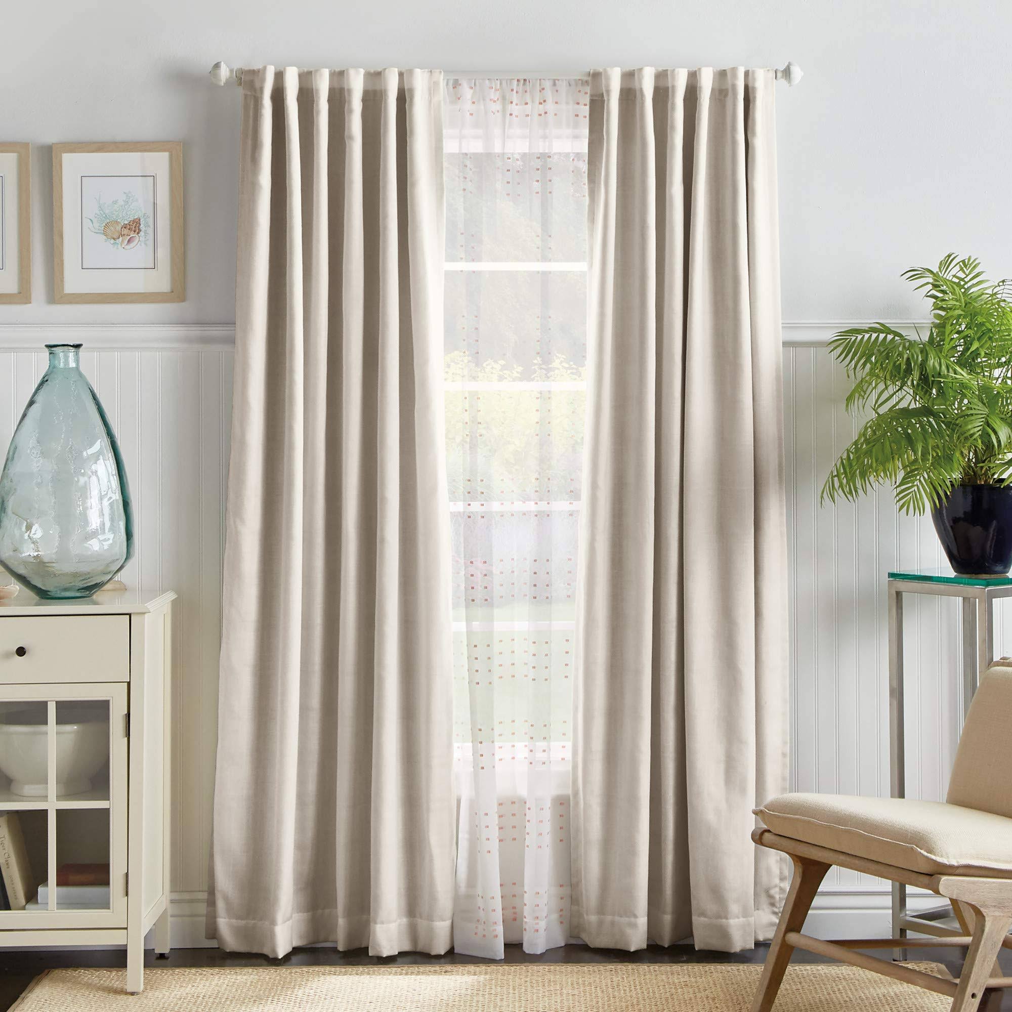 e19b73c8a82e33f87f6929fda25ff3b499a68ec0021881e5744056229362aa16.jpg Martha Stewart Bedford Woven Plaid Blackout Curtain Panel Pair - 95-Inch - White - Image 1