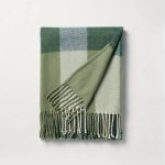 Hearth & Hand with Magnolia Winter Plaid Woven Tonal Green Throw Blanket | Target