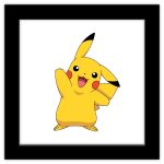 Trends International Gallery Pops Pokemon - Pikachu Waving Pose Wall Art, Black Framed Version, 12'' x 12''