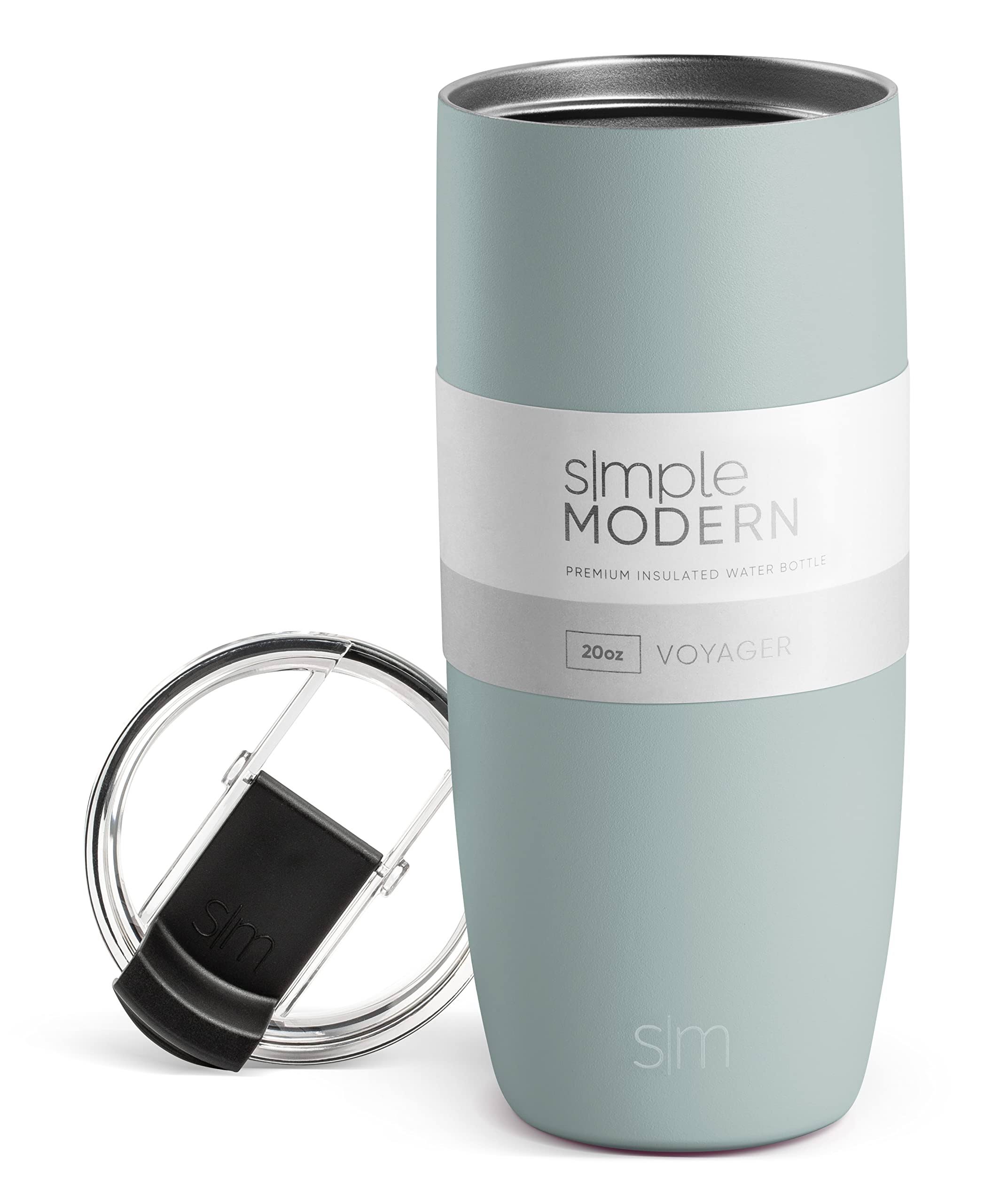 e1f0a39de66ea3d88a0856ac4938eed2b4e862034e1eecc607faea72c8aa4684.jpg Simple Modern Travel Coffee Mug Tumbler with Flip Lid | Insulated Stainless Steel Cup Thermos |Voyager | 20oz | Sea Glass Sage - Image 1