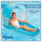 Aqua Pool Float with Canopy, Cup Holder - Oversized Luxury Recliner Swimming Pool Floating Lounger, Heavy Duty with Removable Sun Shade Cover, Drink