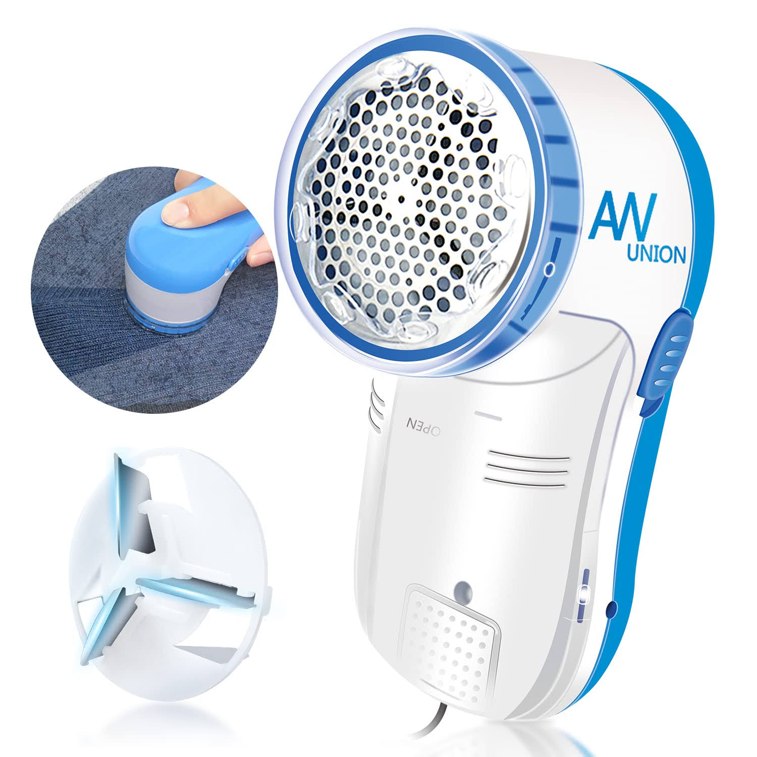 e24256eab825b4fba5a1e8e4ba479f1304d9e0eb58ead64220b00079ed1de746.jpg AW Union Fabric Shaver Lint Remover, USB Powered Lint Shaver Efficiently Remove Lints from Fabrics, Clothes, Upholstery - 70" Cord - 1 Replacement - Image 1