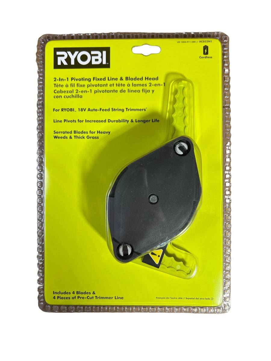 e24b6ba1c0db9f3fc978aa6ff7d0a18717225c2c977c030dec8fc4dfe1914be2.jpg Ryobi 2 in 1-Pivoting Fixed Line and Bladed Head AC052N1 - Image 1