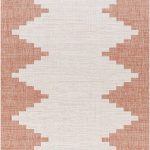 Hauteloom Djugun Outdoor Area Rug - Outside Porch Patio Rug Carpet - Waterproof Rug - Geometric - Pink, Cream, Salmon, Beige - 5'3" x 7'7"