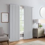 Eclipse Langley Solid Tripleweave Room Darkening Rod Pocket Window Curtains (2 Panels), 52 in x 95 in, Silver White