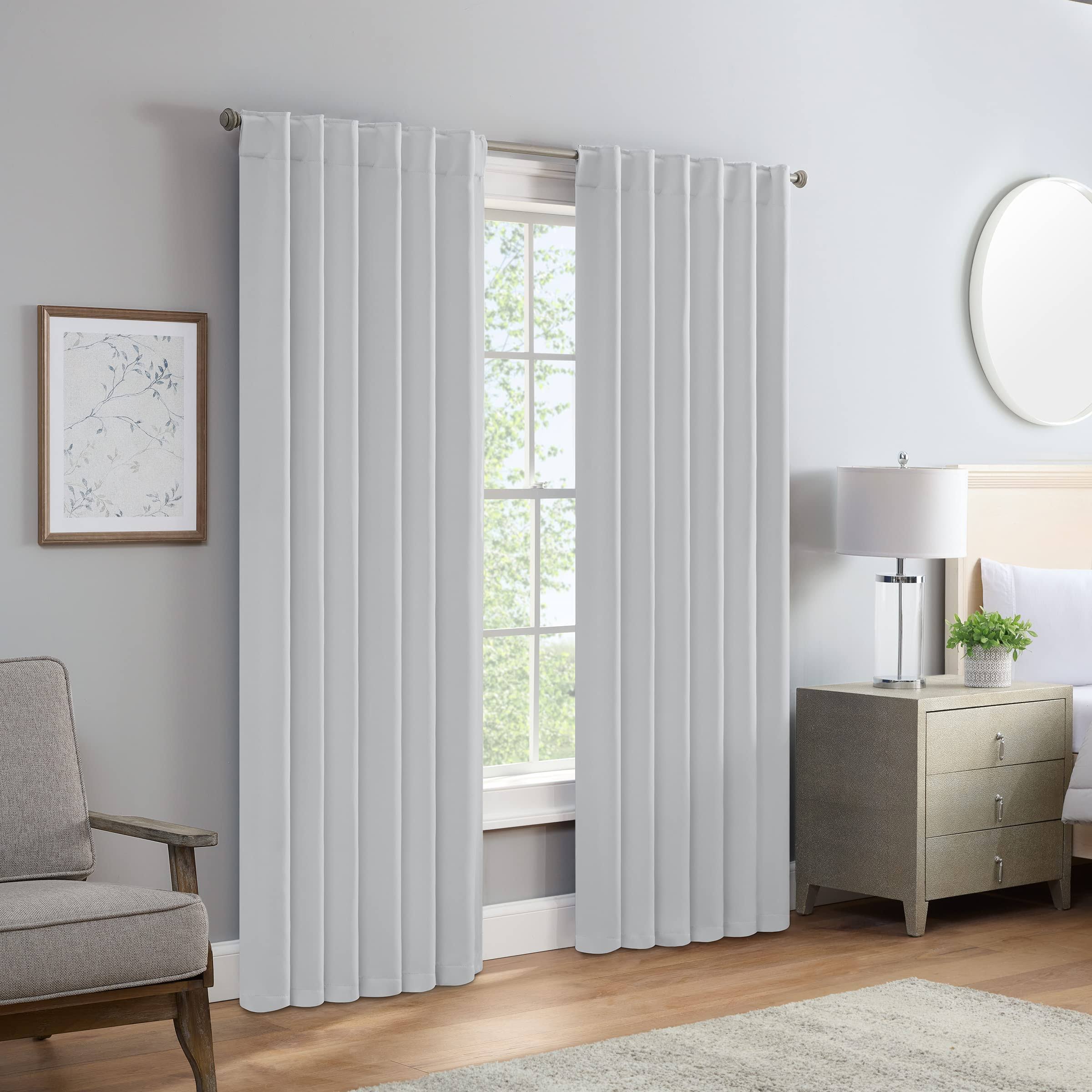 e27177d4c6b5c87770c9a79243c948732b9e3b20bf3e1ca5e21241728bd9ff0f.jpg Eclipse Langley Solid Tripleweave Room Darkening Rod Pocket Window Curtains (2 Panels), 52 in x 95 in, Silver White - Image 1