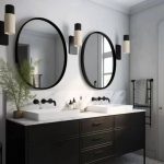 USHOWER 2-Pack Black Round Circle Bathroom Mirrors 24-Inch for Wall Decor with Metal Frame, Bathroom Vanity Mirror, Entryway Mirror