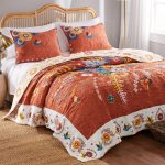 Barefoot Bungalow Topanga Bohemian Floral Orange Quilt Set - Full - Queen