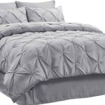 Bedsure King Size Comforter Set - Bedding Set King 7 Pieces, Pintuck Bed in A Bag Grey Bed Set with Comforter, Sheets, Pillowcases & Shams