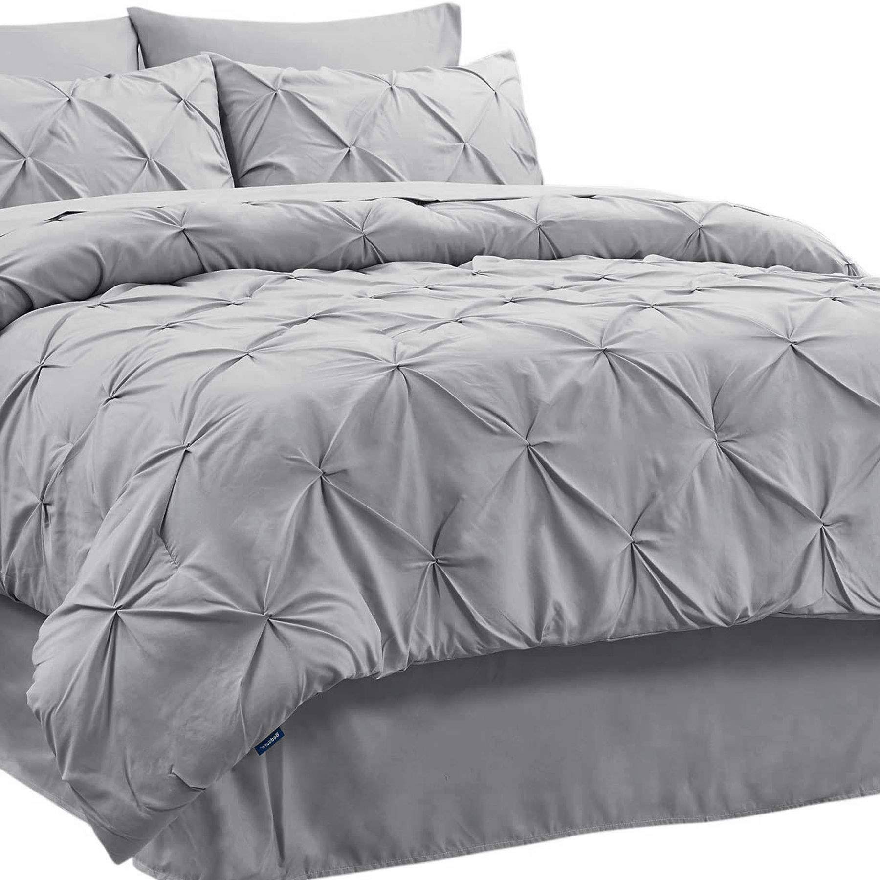 e2d7c1a64169e0d263d33c0588eb41bc4f3ecd7d45c2a86fa85ffa41a8778587.jpg Bedsure King Size Comforter Set - Bedding Set King 7 Pieces, Pintuck Bed in A Bag Grey Bed Set with Comforter, Sheets, Pillowcases & Shams - Image 1