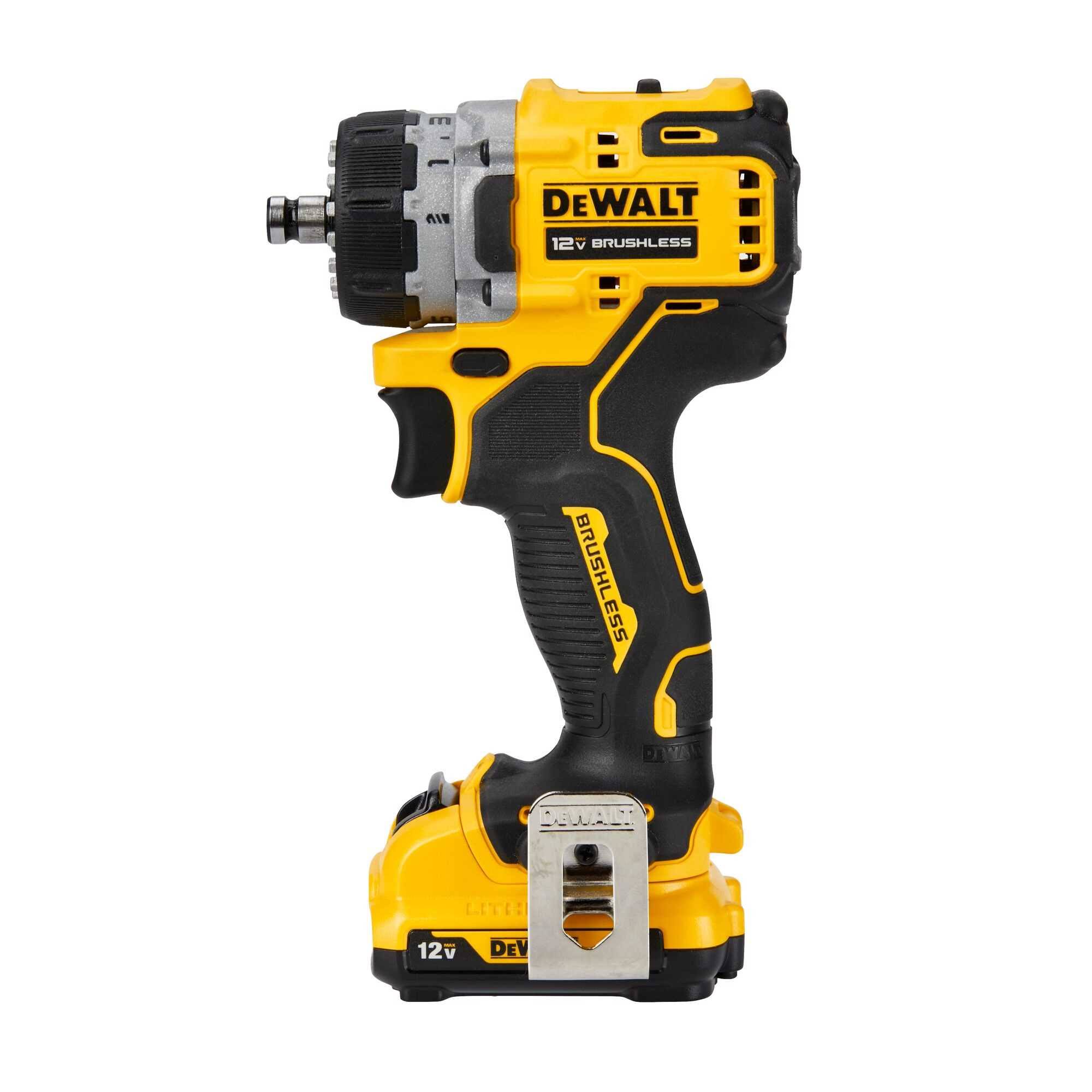 e2e589402f2c5f475124b1414abfb7c91904b5ff505b55b9ffb0944ca3efee21.jpg DeWalt DCD703F1 Xtreme 12V MAX* Brushless Cordless 5-in-1 Drill/Driver Kit - Image 1
