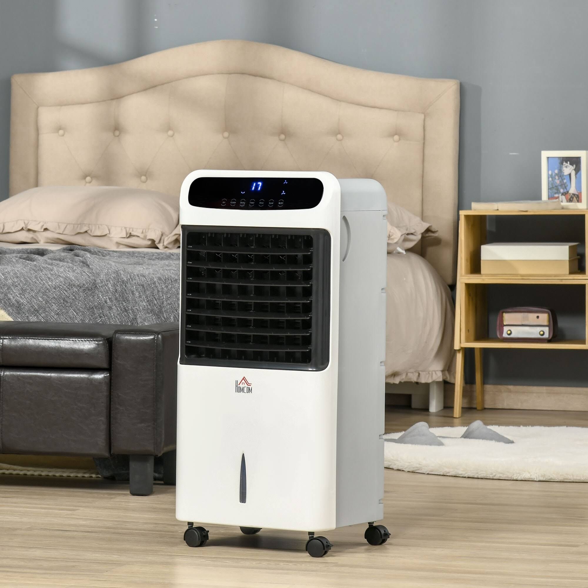 e2fb23b12a6d6cd91c8be3de7172b8e99fb7047ba08aaa0d09fcf70c6d06f28f.jpg HOMCOM Mobile Air Cooler, Evaporative Ice Cooling Fan Water Conditioner Humidifier - Image 1