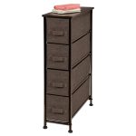 mDesign Narrow Dresser Storage Tower Stand with 4 Removable Fabric Drawers - Espresso