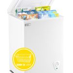 3.5 Cubic Feet Chest Freezer Small Deep Freezers with Removable Storage Basket Free Standing Top Door Compact Freezer 7 Gears Temperature Control