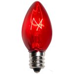 Wintergreen C7 Triple Dipped Transparent Red, 5 Watt Light Bulbs