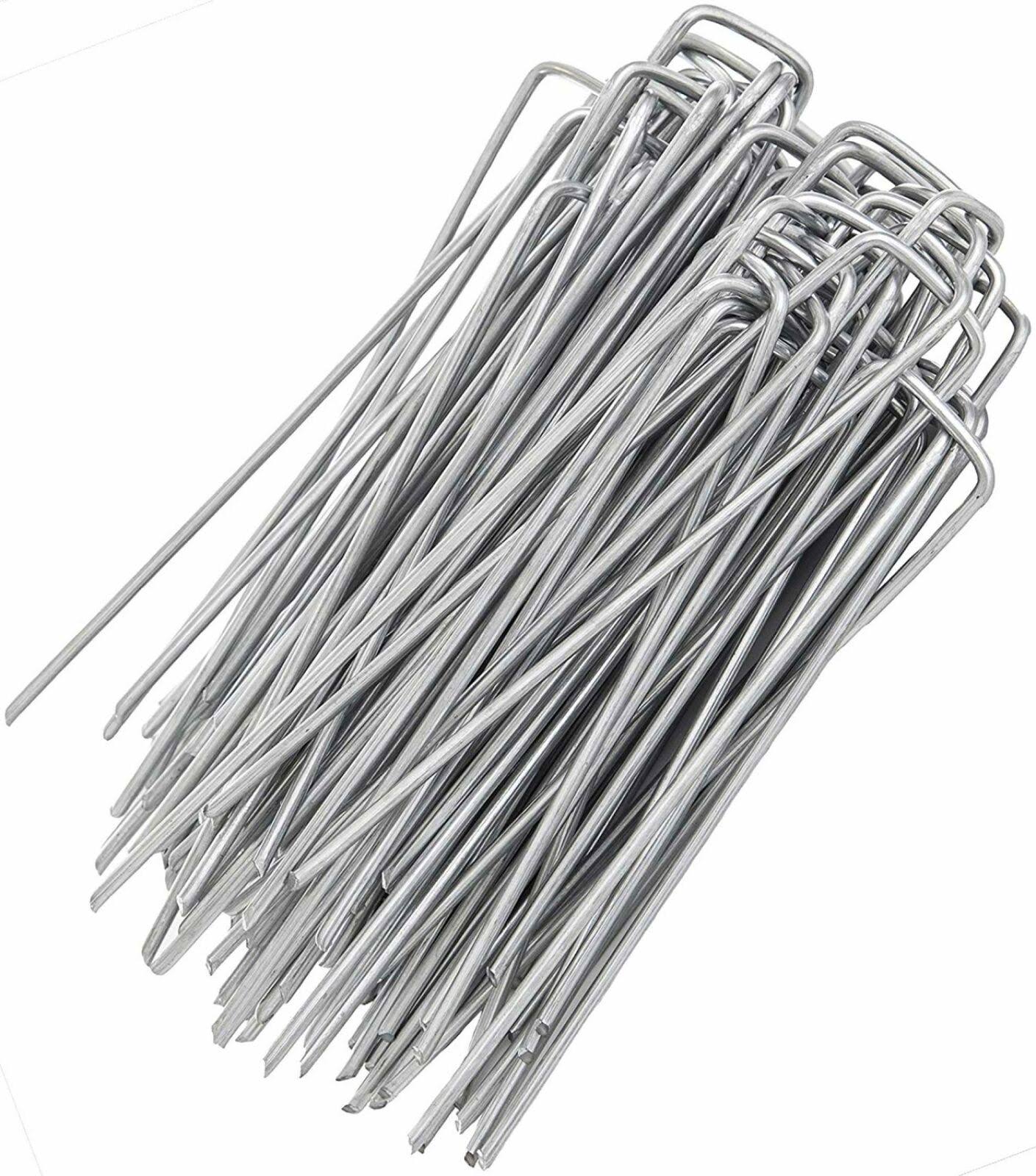 e3295eef09b47e11161cd7c88e9cb709e253b83e89972e3aa47033a51b688fa1.jpg GardenGloss Galvanized Landscape Staples Made of Anti-rust Steel (100 Pieces) - Garden Staples for Blowups, Landscape Fabric & Decoration - - Image 1