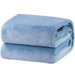 Bedsure Fleece Blanket Queen Blanket Washed Blue - Bed Blanket Soft Lightweight Plush Fuzzy Cozy Luxury Microfiber, 90x90 Inches