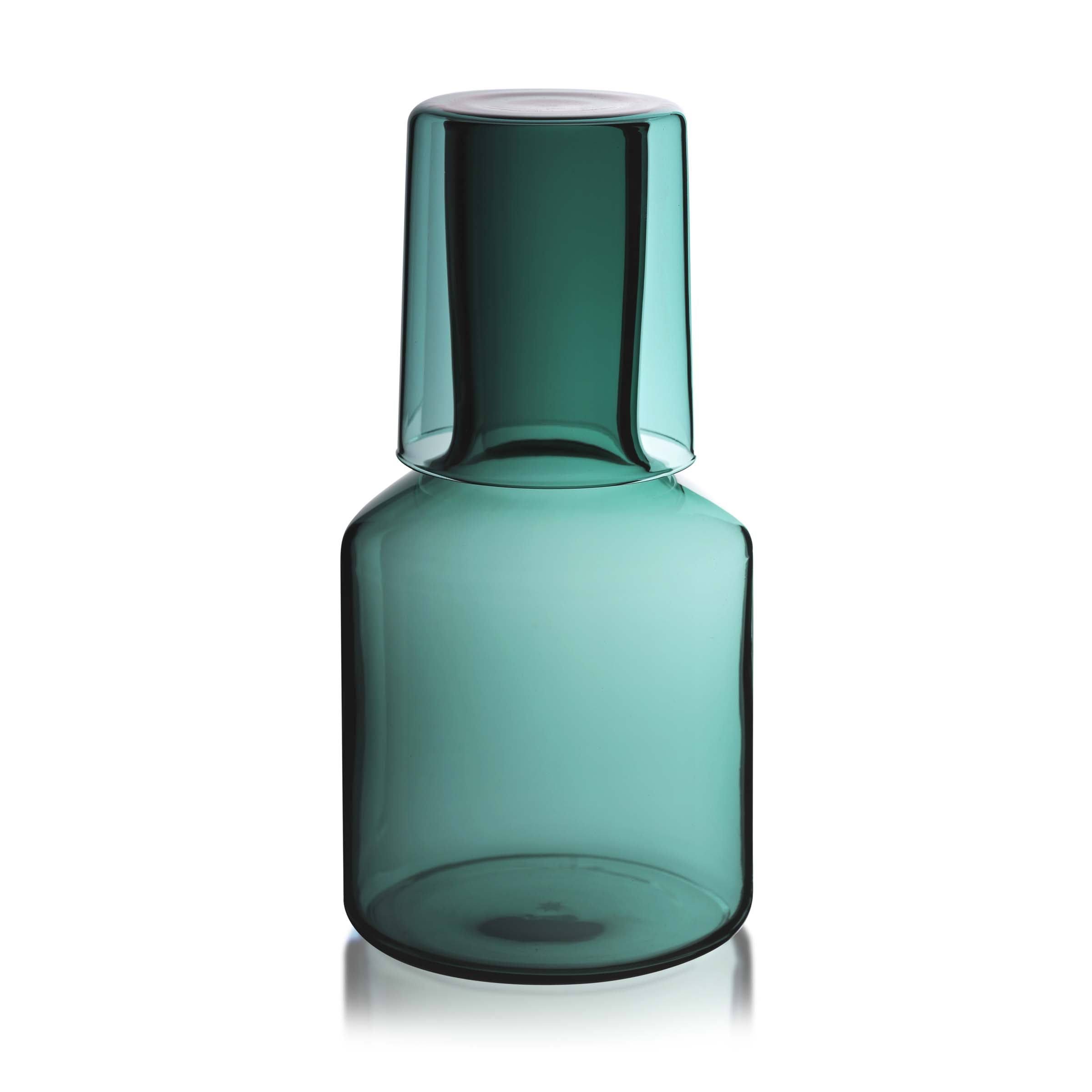 e3379c58da0f583e46b76beb94699148f5161423c2cb6e413f605417a4d13861.jpg Maison Balzac J'ai Soif Carafe & Glass | Teal - Image 1