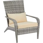 AECOJOY Patio Adirondack Wicker Chair, Outdoor Coconino Chair with Cushion and Pillow