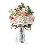Artificial Peony Rose Flower Bouquet for Bride Bridesmaid Handmade Wedding Bouquet Silk Bridal Bouquet Holding Flower, Other