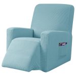 Subrtex Recliner Slipcover with Pockets Stretch Furniture Chair Cover, Light Blue (Back Width 24 inch-32 inch & Height 29 inch-36.5 inch)