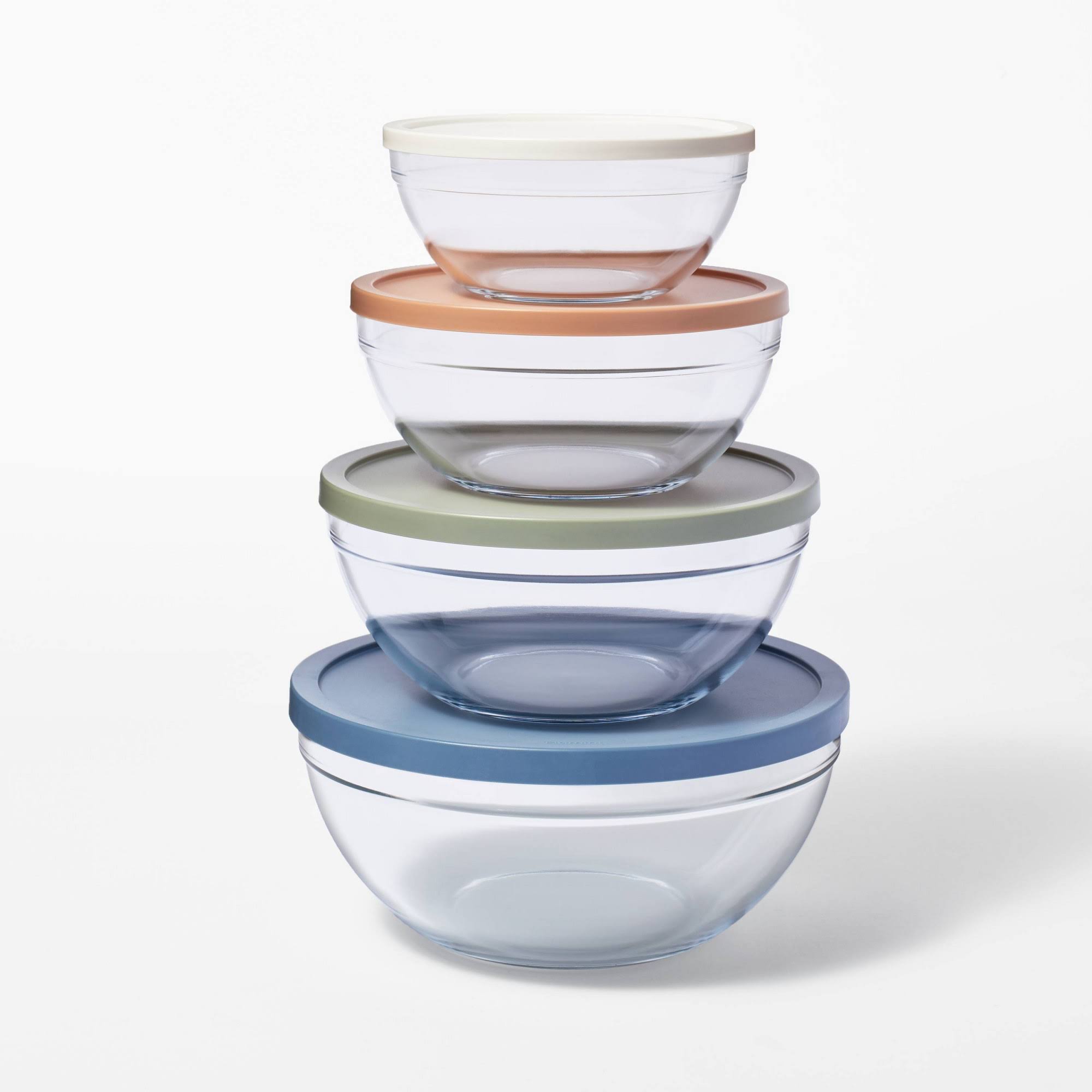 e37dda54bbd4b3d507bb6051f9577dc0f07df6bef0186af2834bdf8f7d8e8f7c.jpg 8pc Glass Set of 4 Mixing Bowls with Lids Clear - Figmint - Image 1