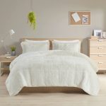 Intelligent Design - Malea Shaggy Faux Fur Comforter Set - Ivory - Twin/Twin XL