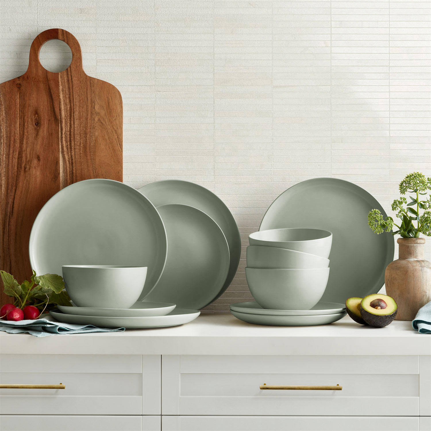 e3fc5f942c7c6b4eed17a0fdfd2a7d4fafe321049b7b7fa29ed68625e11573b8.jpg Member's Mark 12-Piece Artisan Crafted Dinnerware Set (Sea Glass) - Image 1