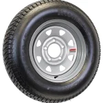 2 - Pack Trailer Tire on Silver Spoke Rim ST205/75D15 Load C 5 Lug 4.5" 15x5 Wheel