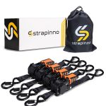 Strapinno 4pcs Retractable Ratchet Straps Bundle 1 in x 6 ft, Secure Tie-Downs with Rubber-Coated Steel Handles, S-Hooks & Durable Hardware for